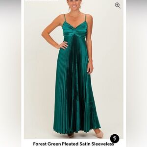 Pinkblush Forest Green Satin Maxi Dress